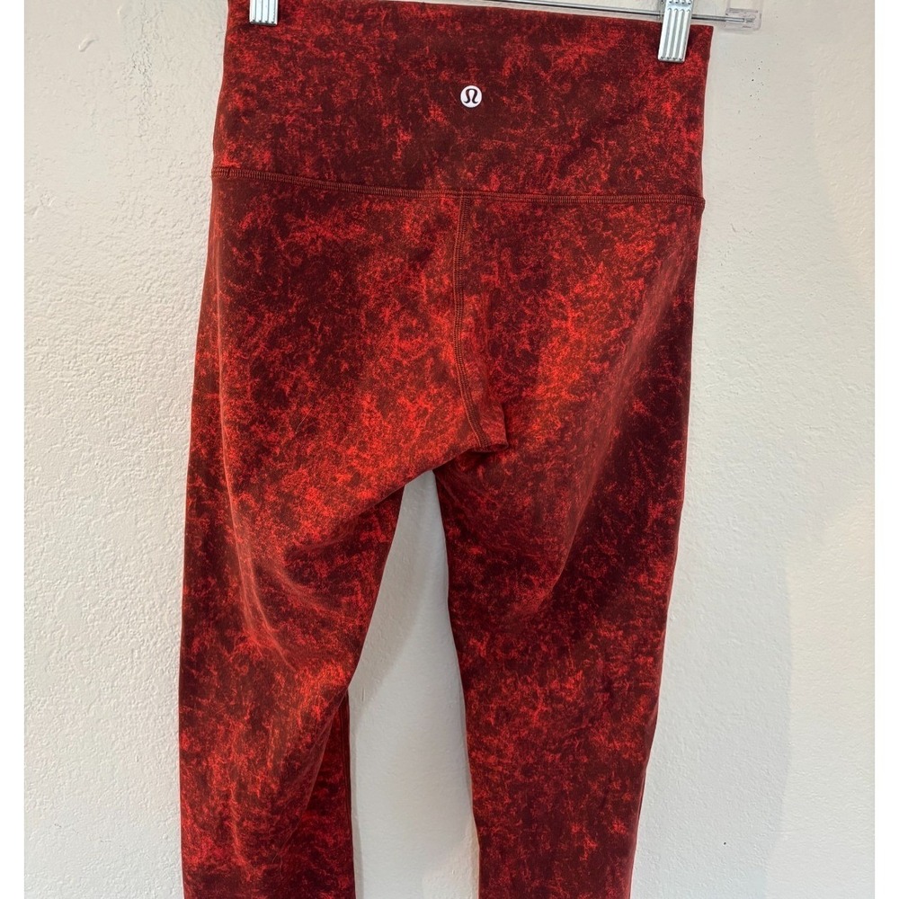 Lululemon Leggings Autumn Red Black 6 Wunder Train High Rise Gym Workout Marbled - Picture 5 of 16